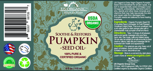 US Organic Pumpkin Seed Oil, USDA Certified Organic,100% Pure & Natural, Cold Pressed Virgin, Unrefined in Amber Glass Bottle w/Glass Eyedropper for Easy Application (Large (4 oz, 115 ml))
