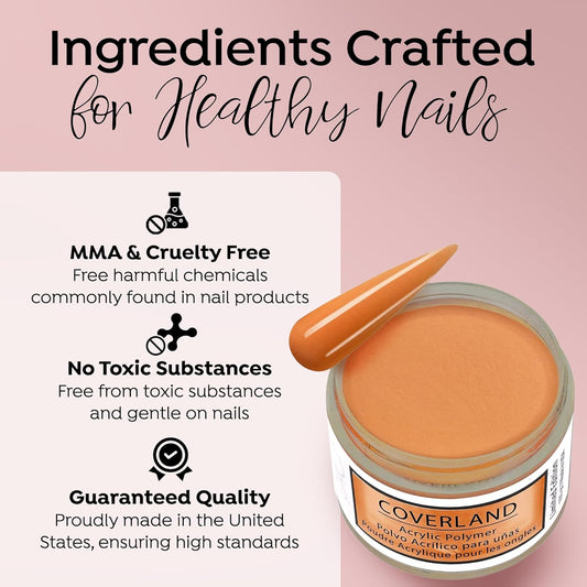 Tones Coverland Acrylic Nail Powder " Peach Sunset" - Limited Edition Acrylic Powder for Nail Design, Sculpting, and Masking Nail Bed Imperfections - Professional Acrylic Nail Supplies - (1.5 Oz)