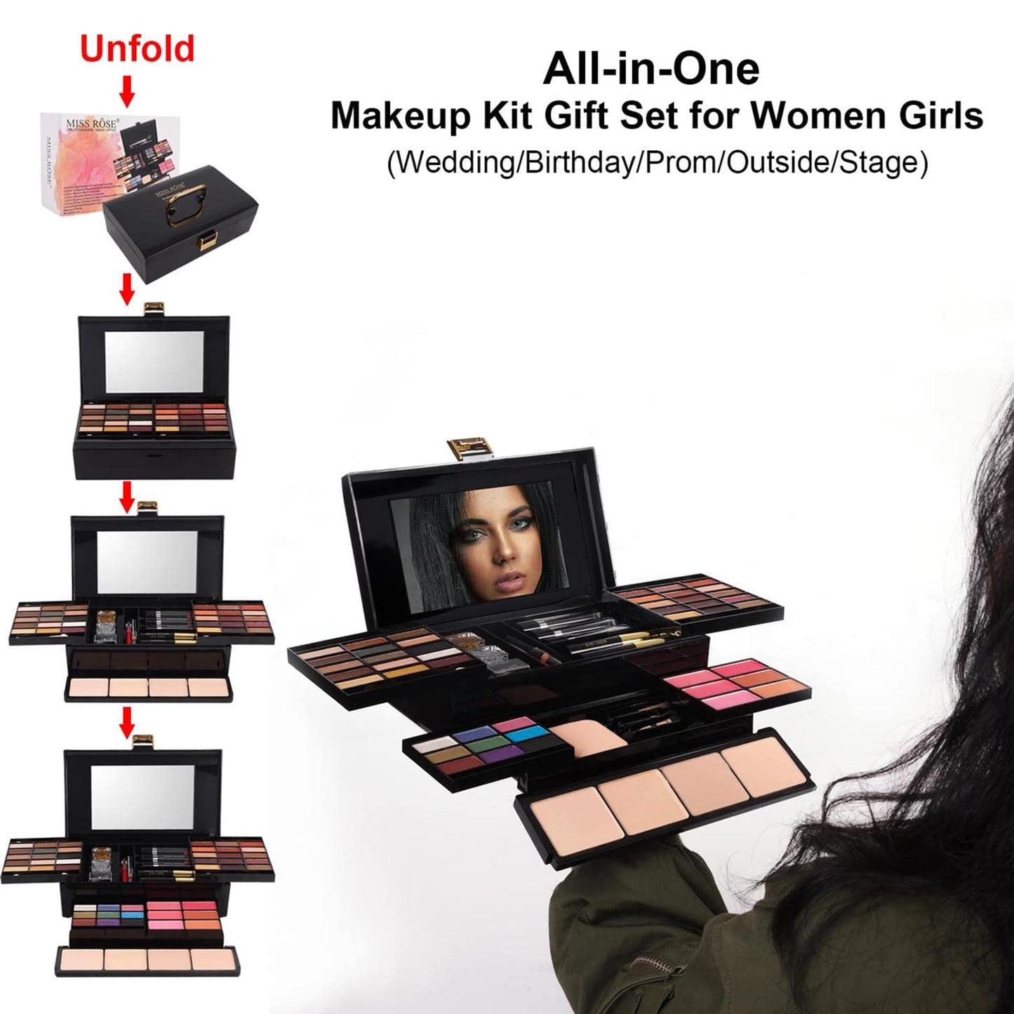 M 58 Color Professional Makeup pallet, Makeup Kit for Women Full Kit, All In One Makeup Kit Set, Makeup Gift Set for women girls (331Y)