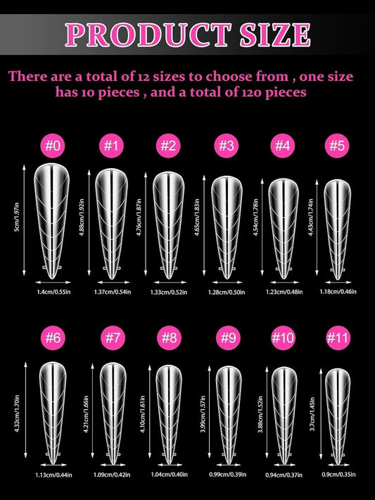 EBANKU Dual Nail Forms for Poly Extension Gel 120 PCS Structure Poly Nail Gel Stiletto Nail Tips for Builder Gel Solid Nail Gel Glue Nail Art Design Salon&DIY