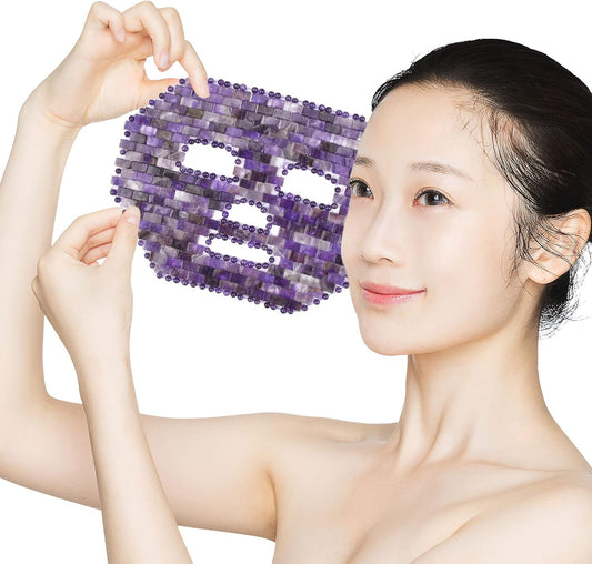 Jade Facial Mask|100% All Natural Jade Sleep Mask|Diminish Puffiness|Soothe Eye Fatigue (Purple)