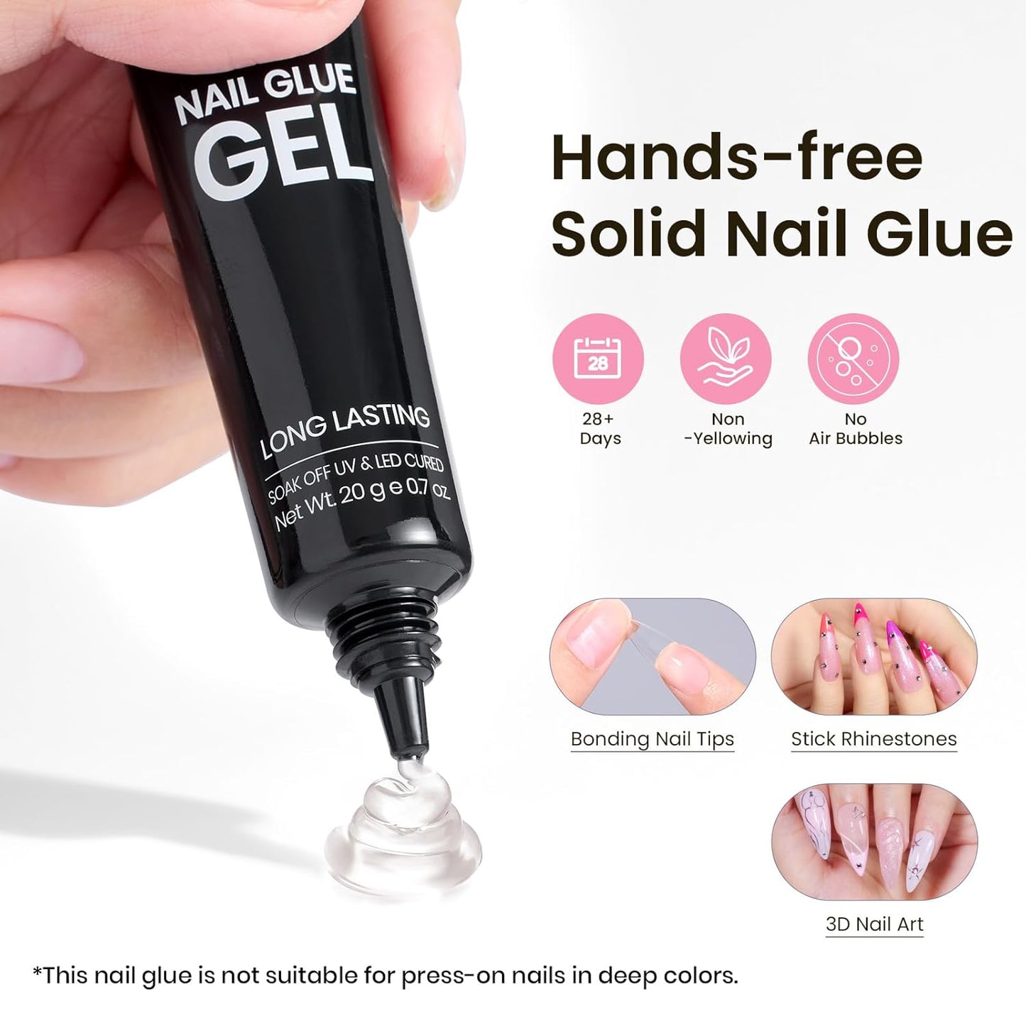 Beetles Tipex Instant Apex Nail Tips Kit Halloween Nails, Medium Stiletto, 224 Pcs 16 Sizes Pre-Building Pre-Etched False Nail Tips with Tipex Nail Glue, Mini Nail Lamp