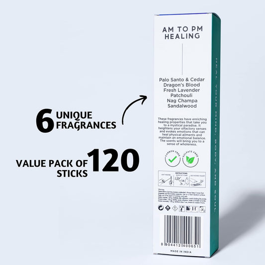 Folkulture Incense Sticks for Home | Set of 6 (120 Non Toxic Insence-Sticks) with 45 Mins Burn Time | Organic Lavender, Palo Santo and Cedar, Patchouli, Sandalwood | Nag Champa Inscents-Sticks