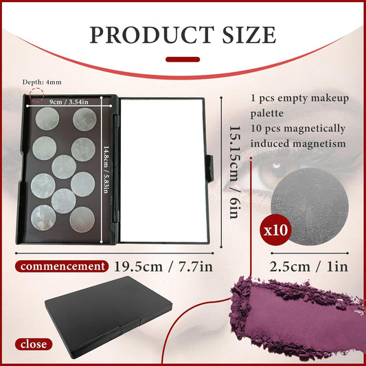 Magnetic Makeup Palette Empty with Mirror - Professional Empty Makeup Palette and Strong Magnetic Base - DIY Cosmetics Storage Box for Eyeshadow, Blush, Lipstick - Compact & Portable Design.