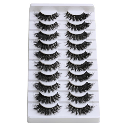 SUNWELL False Eyelashes 16mm Mink Lashes 8D Fluffy Cat Eye Faux Mink Lashes Strip Lashes Soft Reusable Luxury Volume Fake Eyelashes 10 Pairs Pack
