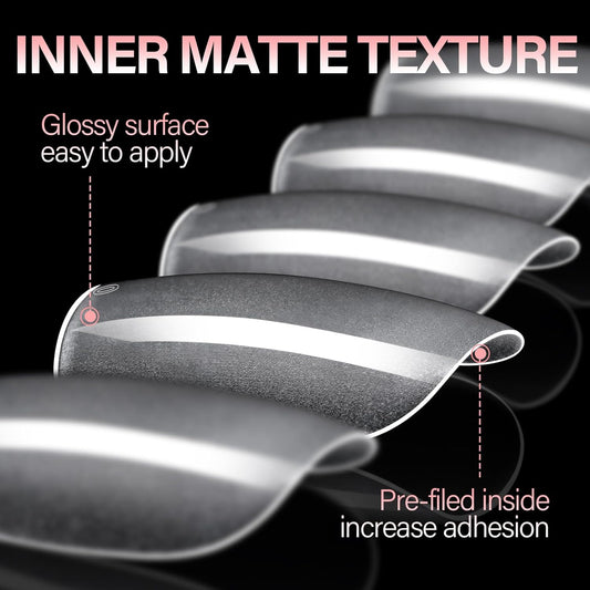 AILLSA Medium Coffin Nail Tips - Pre-shaped False Nail Tips Full Cover Matte Thickened Nails Tips, Fake Nails 450pcs 15 Sizes for DIY