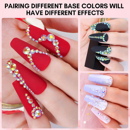 Makartt AB Rhinestones Gel Nail Glue for Gems, 8ML with Half-Round Pearl & Rhinestone Picker Tweezers, Strong Adhesive for Nail Gems, Diamond Art & Nail Charms Decoration