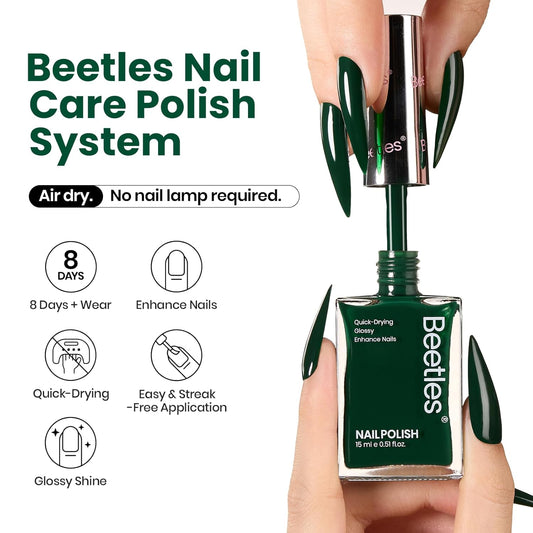 Beetles Fir Greenery Nail Polish, 1Pcs 15ml Fast Drying & Long Lasting Winter Nail Polish Dark Green Nail Lacquer Gift for Women