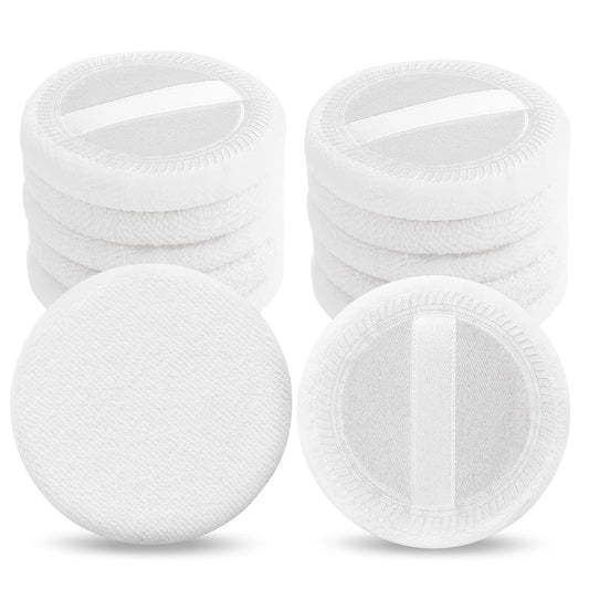 12PCS Makeup Powder Puffs Pink Cotton Powder Puffs Round Powder Puff for Makeup Face Powder Velour Puffs for Loose Powder Washable(white