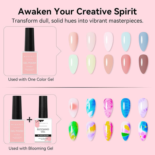 Makartt Blooming Gel-Clear 2 Pcs Marble Gels Nail Polish Blossom Gels for Spreading Effect,Gel Paint Nail Art Supplies for Watercolor Design,Floral Print, Nail Art Design DIY Manicure for Women