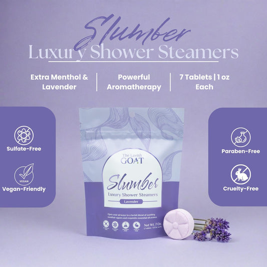 TLG Slumbers Shower Steamers Aromatherapy 7 Pack – USA Made with Extra Menthol, Lavender Essential Oil – Relaxing Shower Bombs for Sleep, Stress Relief & Spa – Gift for Men & Women