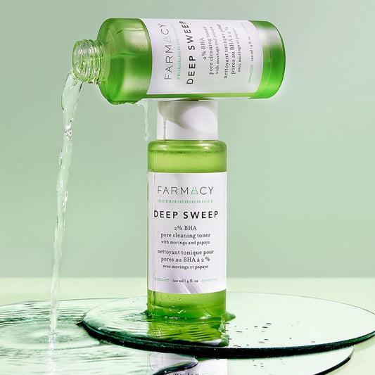 Farmacy 2% Salicylic Acid Toner for Face - Deep Sweep Gentle BHA Exfoliant for Oily Skin - Refines Texture with Papaya Enzymes & Moringa Water for a Healthy-Looking Complexion (100ml)