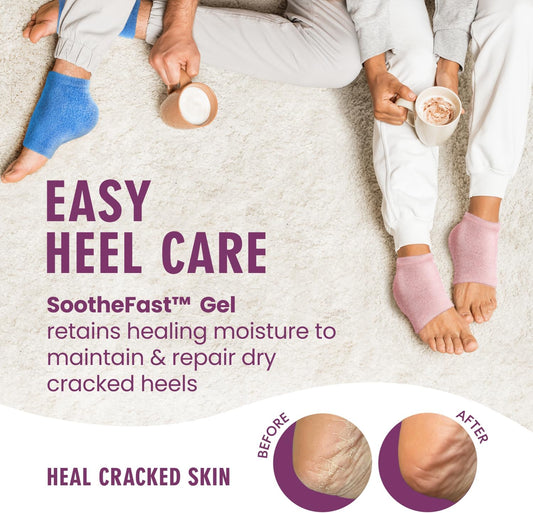 Dr. Frederick's Original Moisturizing Fuzzy Heel Socks - 2 Pairs - Cozy Gel-Lined Sleep Socks for Women & Men - Soothes Dry, Cracked Feet - Heel Repair - Relaxing Rose