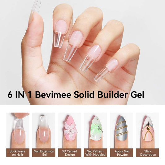 Solid Builder Gel For Nails, White 3D Nail Art Hard Gel For Nails 18g Non-Sticky Hand Molding Carving For Nail Sculpting Extension Salon DIY At Home