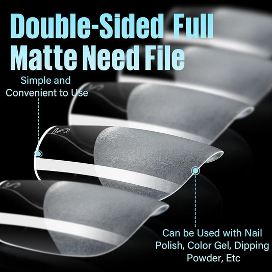 TOMICCA Extra Short Square Nail Tips,Fake Nails Half Matte Acrylic Gel Nail Tips 240Pcs Full Cover False Nails 12 Sizes for Nail Extension Home DIY Salon