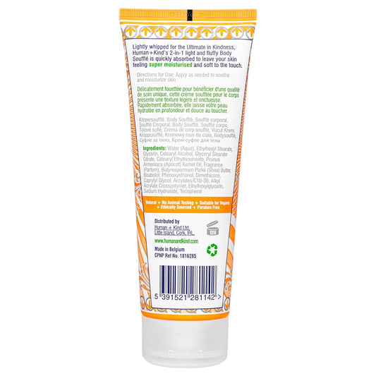 Human+Kind Body Souffle - Light, Fluffy Skin Conditioner for Hydrating and Smoothing Dry Skin - Natural, Vegan Formula with Shea Butter and Apricot Kernel Oil - Light, Fresh Fragrance - 6.76 oz