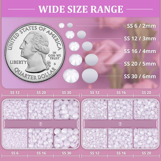Resin Rhinestones for Crafting, 2 Boxeses White Multi Sizes Flatback Bedazzling Crystals for Crafts Nail Art Decoration, Non Hotfix Gems Charms for Tumbler Shoes Clothing Fabric Face Makeup