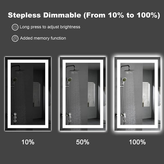 Amorho LED Bathroom Mirror 72" X36" with Front Light and Backlit, Large Wall Mirrors with Anti-Fog, Dimmable, Shatter-Proof, Memory, 3 Colors, Mountable LED Vanity Mirror