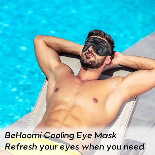 Cooling Eye Mask, Gel Eye Mask Cold Compress for Eyes, Reusable Eye Ice Pack, Cool Relaxation, Comfort Snug Fit, No Freeze, Eye Cover Ice Mask for Home, Office, 2PCS, Black & Orange