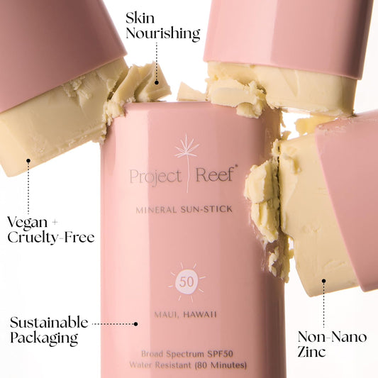 SPF 50 Sheer Mineral Sunscreen Stick - Vegan, Reef Safe, Non-Nano Zinc, Face Sunblock Stick, No White Residue, Pocket Size, Ideal for Travel & Kids .05 oz