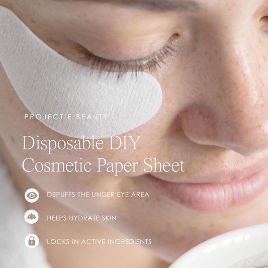 Project E Beauty 100pcs Disposable DIY Non-Woven Eye Mask Paper DIY Cotton Eye Care Mask | for Skincare & Spa Salon Use | Cosmetic Facial Paper for Toner, Serum, or Lotion (100, Eye Zone)