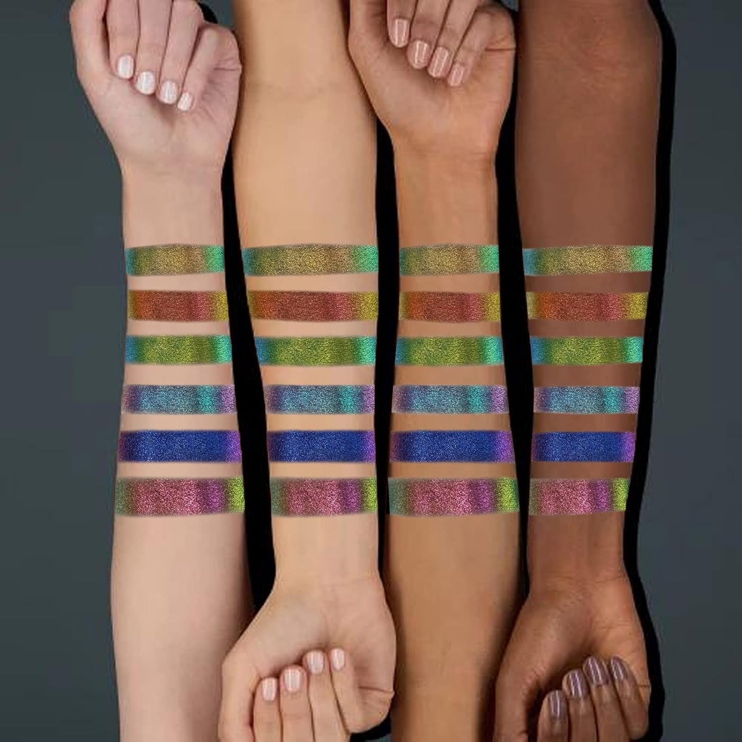 Liquid Glitter Eyeshadow,Chameleon Multichrome Metallic Shimmer Eye Shadows for Bold Smokey Makeup Looks,Long Lasting,Quick Drying,Opaque,Sparkling Korean Makeup Kits(#1 & #2)