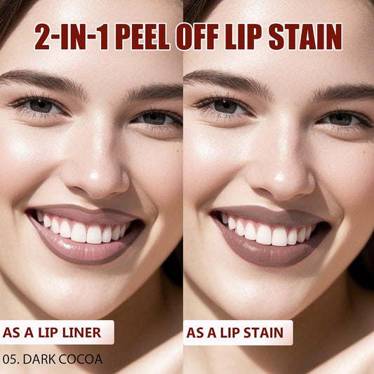 Lip Liner Stain Peel Off with Tweezer, Long Lasting Matte Lip Tattoo, Highly Pigmented Color Lip Makeup, Waterproof, Transfer-proof Lipstain for Women, for All Skin Types 05