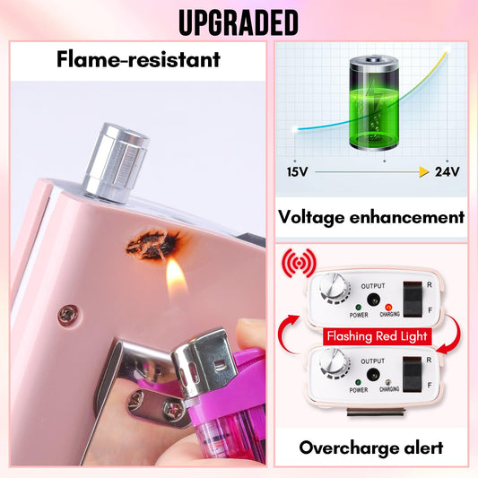 Makartt Nail Drill Professional, Rechargeable Nail E File 30000RPM Electric Nail Drill, Malory Pink Portable Gel Nail Remover Machine with Nail Drill Bits & Sanding Bands for Manicure Salon Home Use