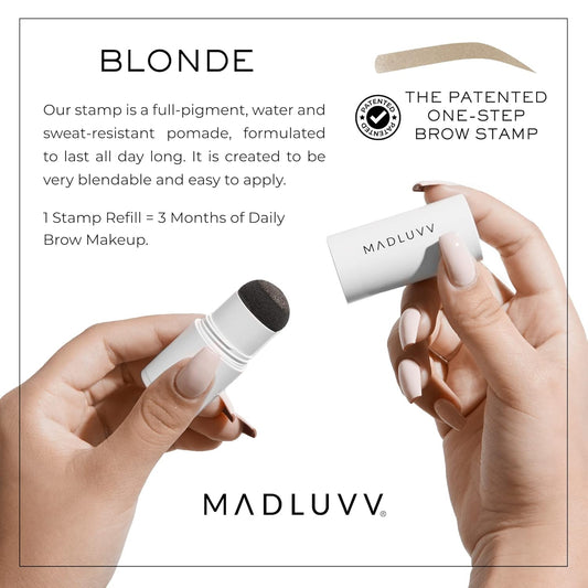 MADLUVV Brow Stamp Refill* - Color Stamp for Brows & Root Touch Up for Women & Men, Instantly Conceal Hair Loss, Grey Hair, Thinning Hair with Stain-Proof/Smudge-Proof Powder Formula (Blonde)