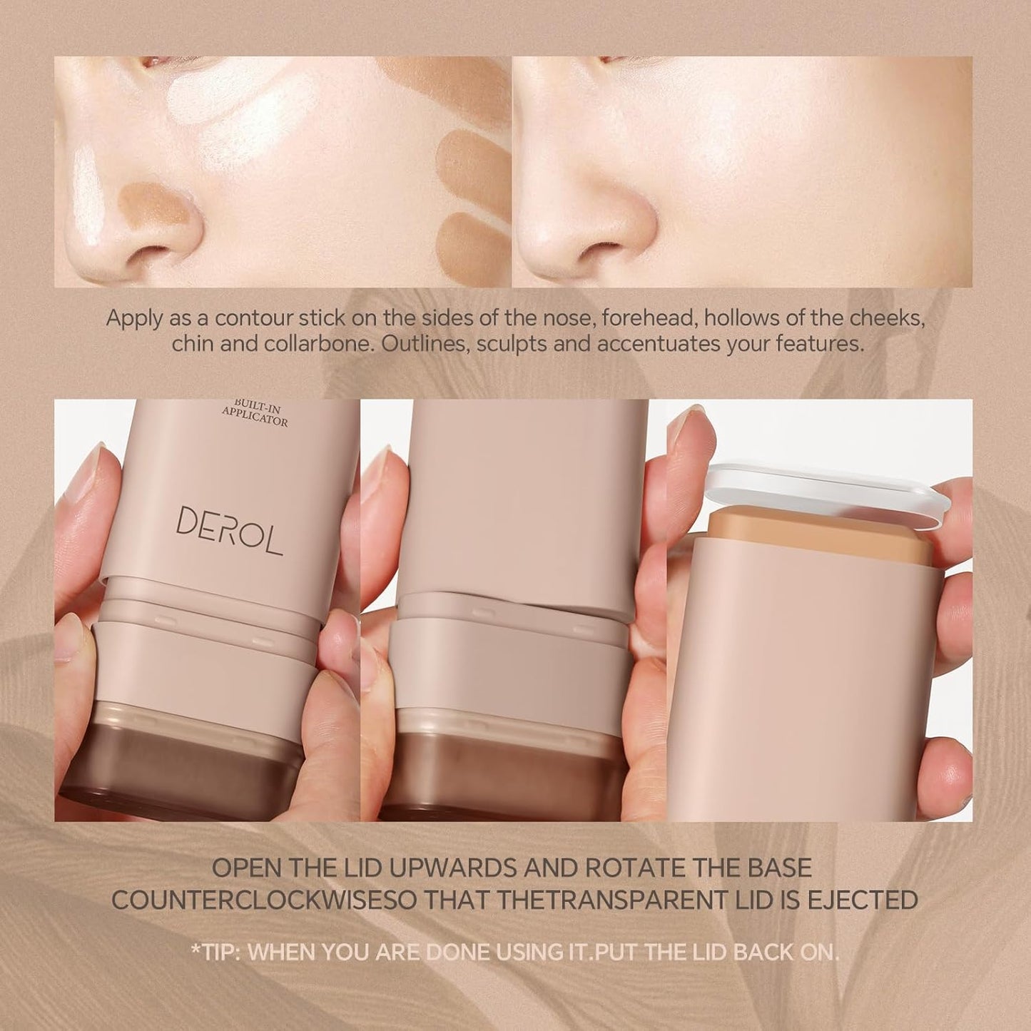 Multi-Use Foundation Stick Makeup with Brush,High Coverage Blendable Lightweight Contour Stick,Waterproof Flawless Natural Finish Creamy Foundation Makeup,Longwear Face Makeup Stick(#4)