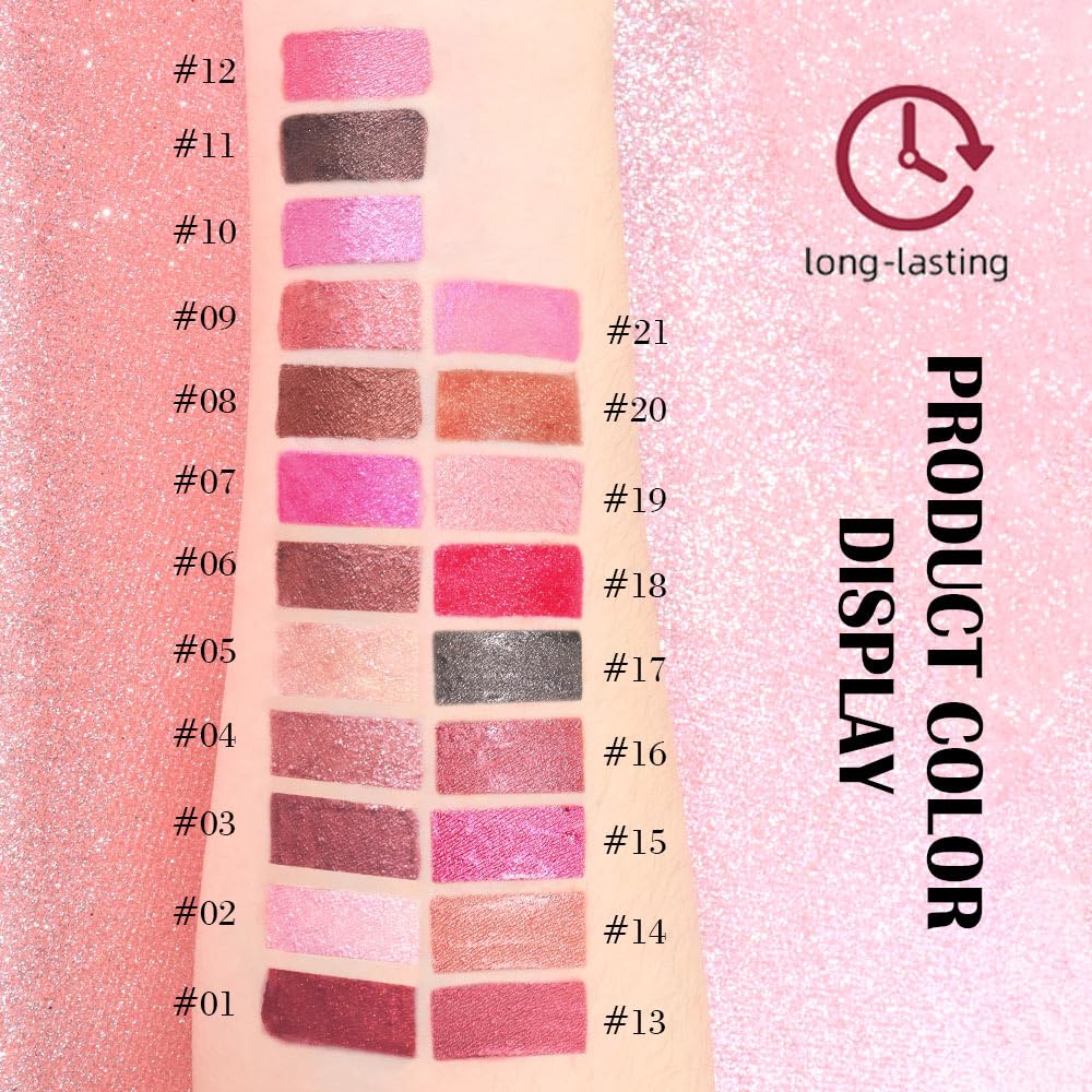 evpct Mauve Pink Metallic Glitter Lip Liner and Lipstick Combo Lip Gloss Stain Set Makeup for Women Long Lasting Waterproof 24, Dusty Rose Metallic Shimmer Frosted Iridescent Glossy Liquid Lipstick 16