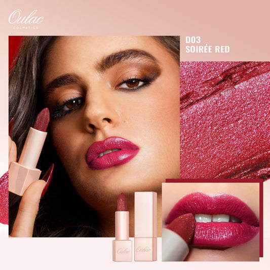 Oulac Shimmer Lipstick Set - 2PCS Vegan Tinted Lip Balm with Nourishing & Hydrating Formula for Soft, Radiant Lips, D03+D04