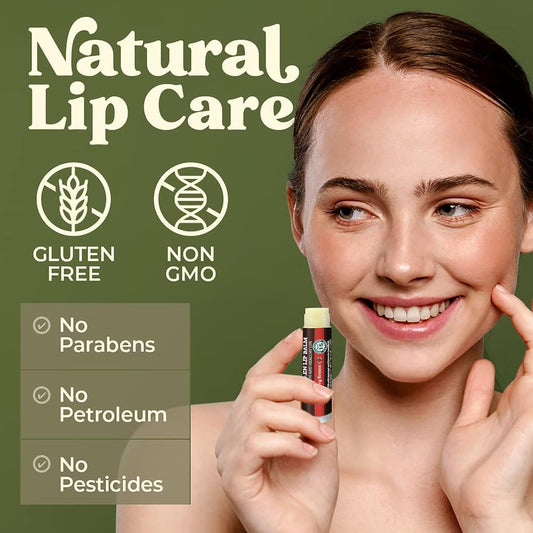 Earth's Daughter SPF Lip Balm 4-Pack Strawberry Flavor - Lip Sunscreen, SPF 15, Organic Ingredients, Beeswax, Coconut Oil, Vitamin E - Hypoallergenic, Paraben Free, Gluten Free