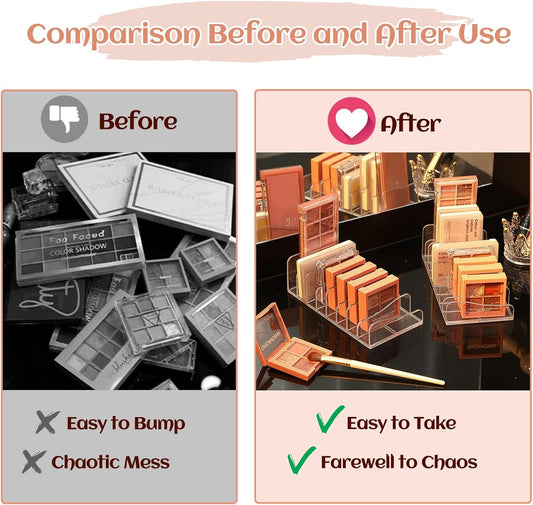 FLMOUTN 2 Pack Makeup Pallet Organizer Eyeshadow Palette Organizers Acrylic 8-Cell Make up Palette Holder Cosmetic Storage for Contour Kit, Eye Shadow, Blush