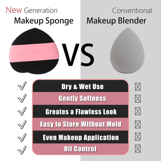 Lilystar 2Pcs Powder Puff Face Soft Makeup Sponge, Soft Triangle Powder Puffs Makeup Sponge Applicator Air Cushion Powder Puff for Liquid Foundation, Cream, Powder, Concealer (Black,Brown)