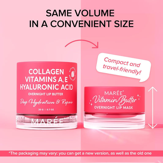 MAREE Lip Moisturizer Sleeping Mask Overnight - Moisturizing Lips Butter Balm with Hyaluronic Acid - For Very Dry Lips Care - Hidratante de Labios Care Products