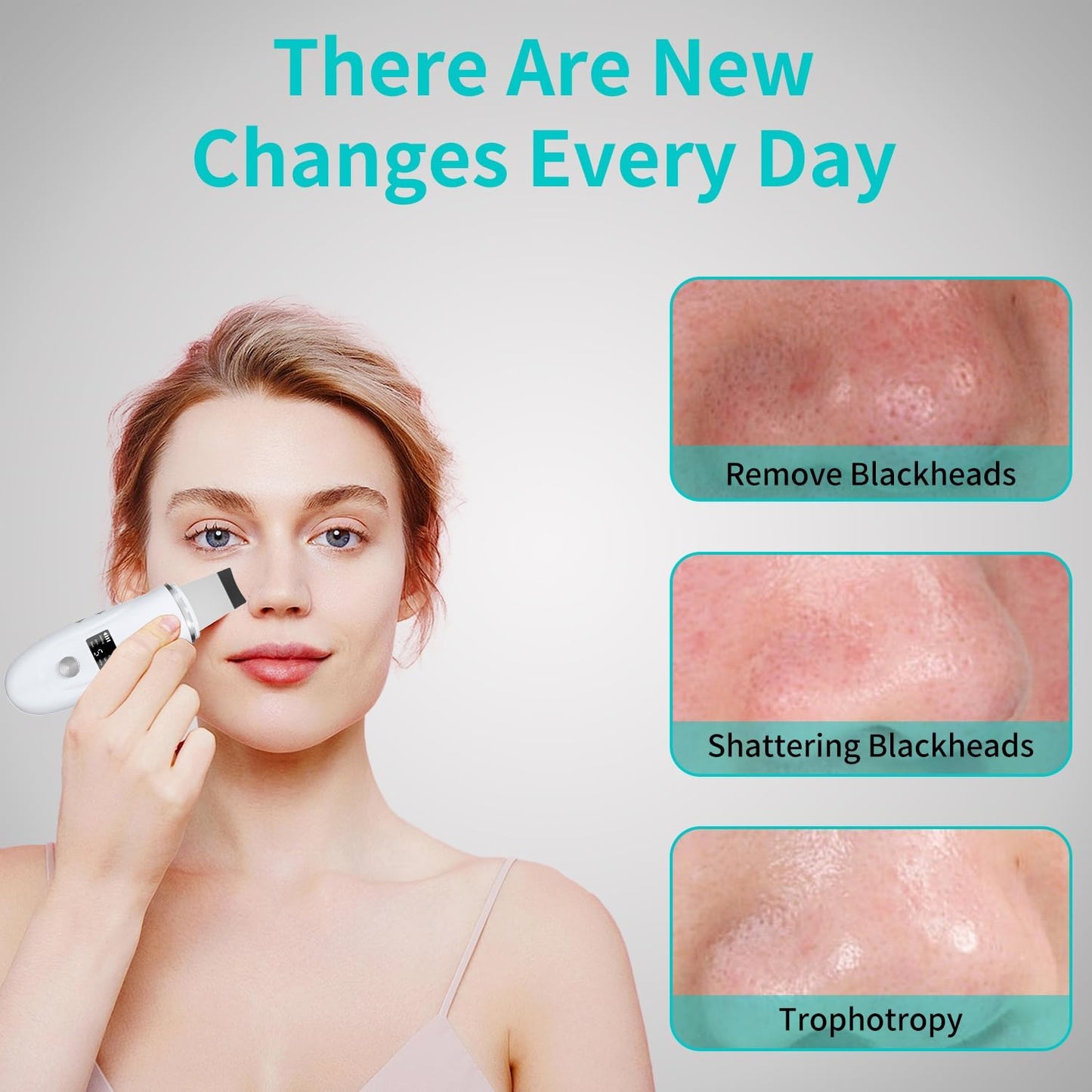 Face Scrubber Skin Spatula - Blackhead Remover Deep Cleansing Tool for Pore Extraction, 4-in-1 Fast Charging Dock Blackhead Remover Face Spatula for Facial Skincare Women Gift (White)