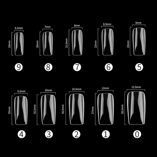 Full Cover Acrylic False Nail Tips, 1000PCS Fake Nail Shape Artificial False Nails Tips 10 Sizes with Case for Nail Art Salons (Clear+Natural)