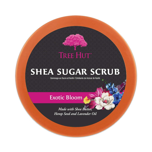 Tree Hut Exotic Bloom Shea Sugar Scrub | Exfoliating Body Scrub Removes Dead, Dry Skin for a Soft & Hydrated Feel | Nourishing Essential Body Care | 18 fl oz.