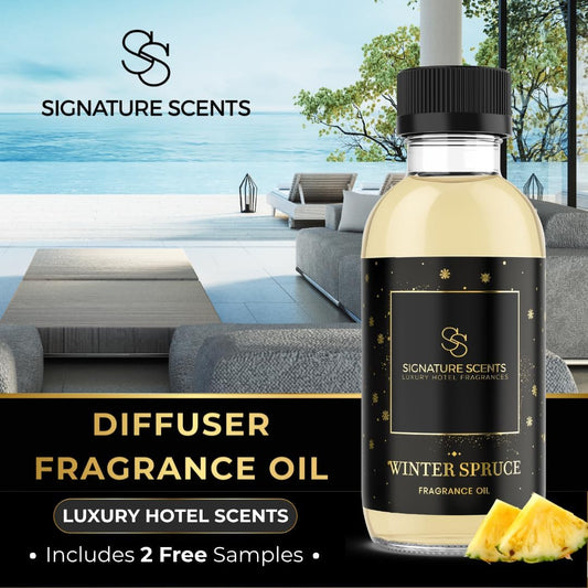 Luxury Hotel Diffuser Oil for Hotels and Homes - Aromatherapy Oils for use with an Essential Oil Diffuser at Home - Fragrance-Scent Diffuser Oil Blend (Winter Spruce) 4.05fl oz (120ml)