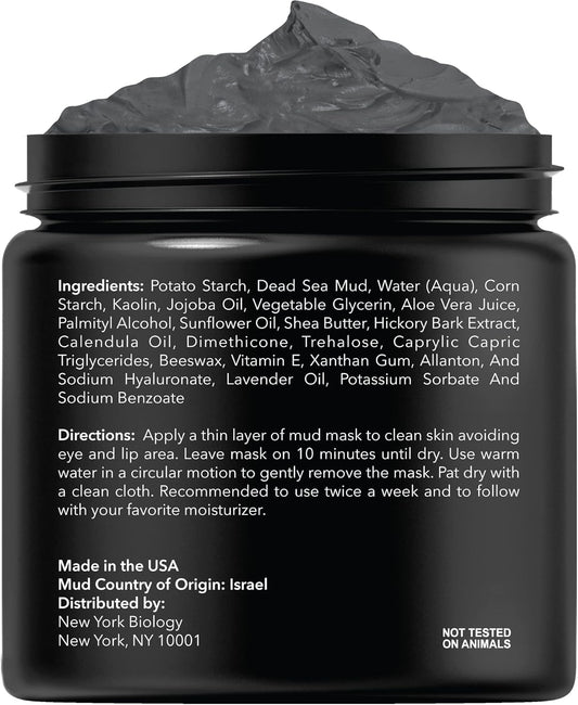 New York Biology Dead Sea Mud Mask for Face and Body | Spa Quality Pore Refiner for Oily Skin | Natural Skincare for Women & Men | Tighten Skin for A Healthier Complexion | 8.8 oz