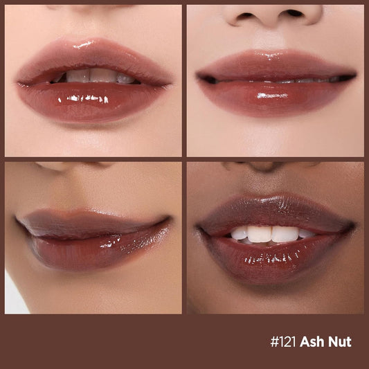 Laka Fruity Glam Tint, 4.5g/0.15 oz., Glowing Lip Stain with Wide Color Spectrum, Hydrating & Lightweight Texture, Long-Lasting Bold Stain, Non-Sticky, Vegan, K-Beauty (#121 Ash Nut)