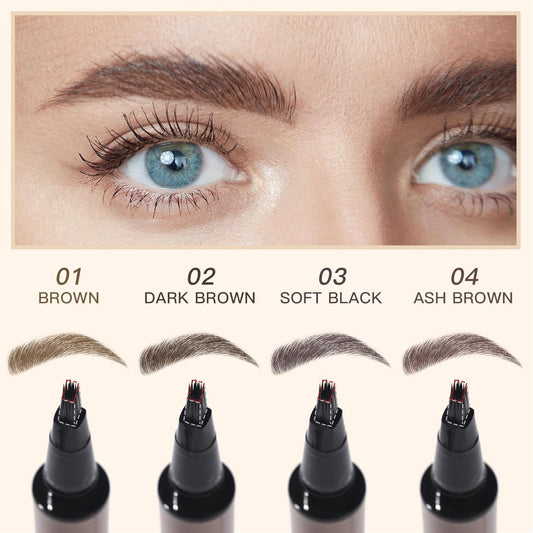 Microblading Brow-Fection Brow Eyebrow Pencil – Angled Brush Tip, Wild Natural Hair-Like Strokes, Patented Design, Long-Lasting & Smudge-Proof, for Beginners & Pros(02 Dark Brown)