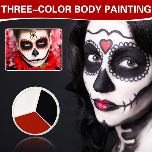3 Colors Black White Red Face Body Paint Clown Makeup Palette Professional Face Paint for Halloween Cosplay Sfx Joker Zombie Vampire Makeup