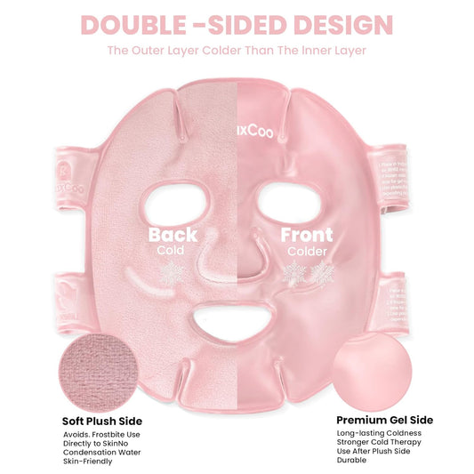 Cold Face Eye Mask Ice Pack Reduce Face Puff,Dark Circles,Gel Hot Cold Compress,Face SPA for Woman Sleeping, Pressure, Headaches, Skin Care, Pink