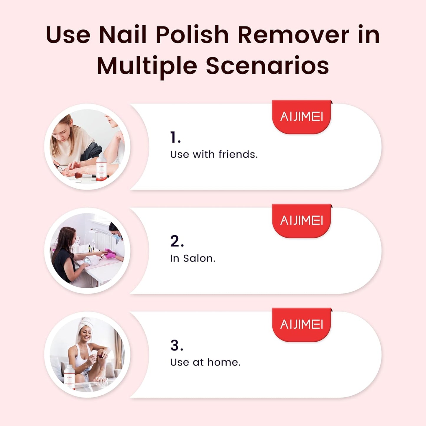 AIJIMEI Nail Polish Remover Kit, 4 Fl Oz Nail Polish Remover for Soak Off Gel Nail Polish Acrylic Nails Dipping powder Remover for Home DIY or Nail Salon