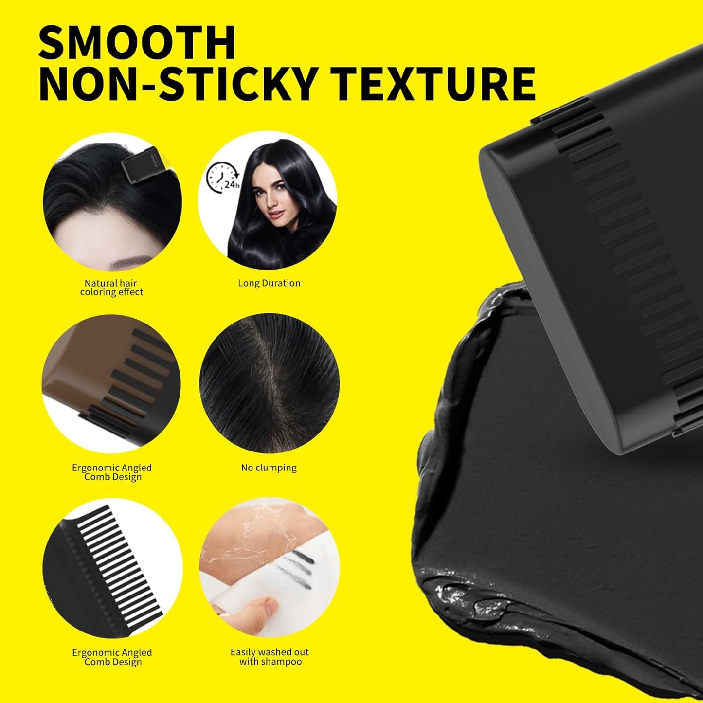 Gowwim Hair Dye Comb, Instant Portable Gray Hair Cover up Hair Dye Stick 2-in-1 Hair Color Stick Natural & Long-lasting Root Touch up Hair Color Comb Waterproof for Women & Men 15g/0.52oz Medium Brown