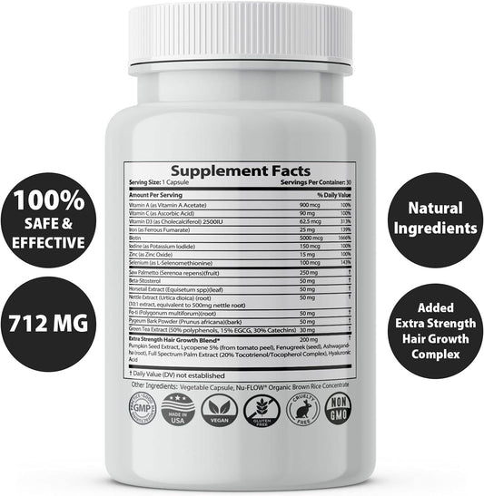 Finanutride Natural DHT Blocker & Hair Growth Capsules - Prevent Hair Loss, Stimulate Follicles, Proprietary Regrowth Treatment