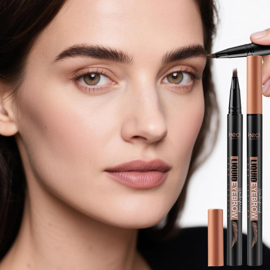 Microblading Eyebrow Pen - Waterproof Liquid Eyebrow Pencil with Angled Eyebrow Brush, Shapes & Fills Hair-Like Looking Brows, Lasts All-Day,Eye brow Pencil for Women and Girls Makeup,Brown