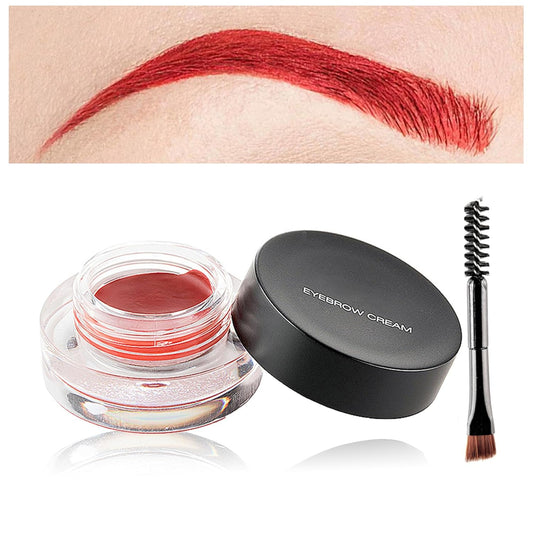 Eyebrow Pomade Cream,Brow Pomade Gel Naturally Long Lasting Waterproof,Delicate and Smooth Eye Brow Makeup Cosmetics with Eyebrow Brush - Bright Red